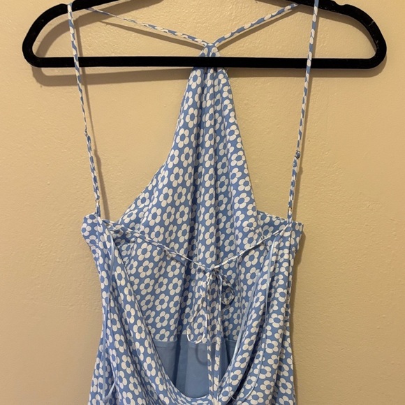 Cotton Candy Sky Blue Floral Backless Dress - Picture 3 of 4